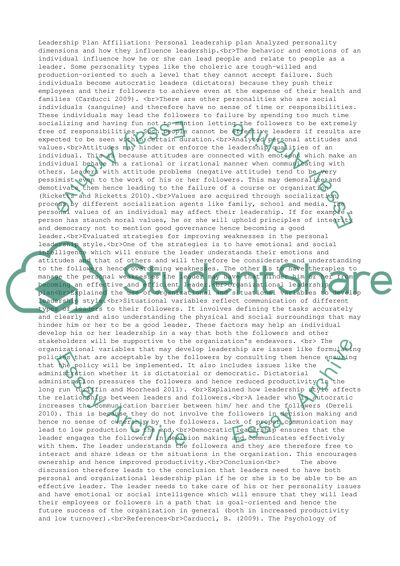 Personal Leadership Plan