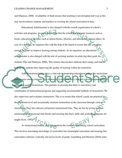 RE: Leading Change Management