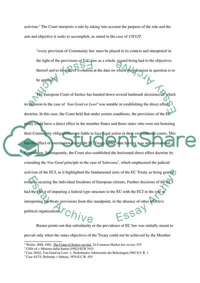 The Formal Role of European Court of Justice