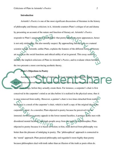 Criticisms of Plato in Aristotles Poetics