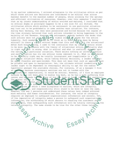 The Ethical Behavior and Decision Making Within An Organization