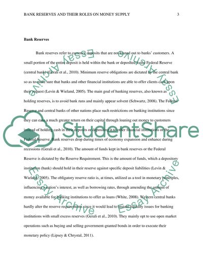 Bank Reserves and Their Roles on Money Supply