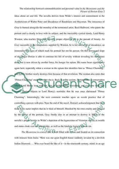 Commodification and Personal Value in the Moonstone and the Picture of Dorian Gray