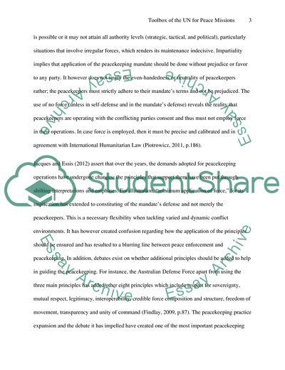 The Toolbox of the UN for Peace Missions