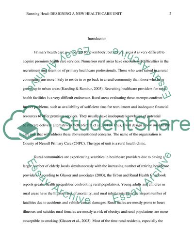 Designing a New Health Care Unit: The County of Newell Primary Care Rural Health Clinic