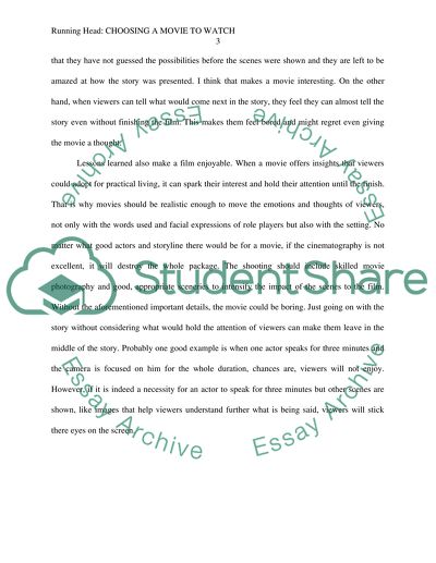 Film Viewer Opinion Paper