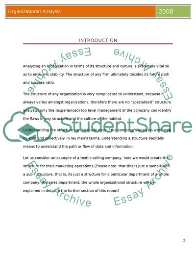 The Structure for the Marketing Operations