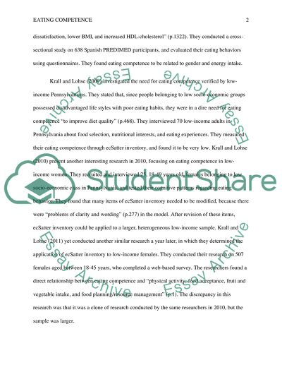 Eating Competence Research Paper
