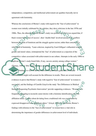 Achievement Anxiety and Gender