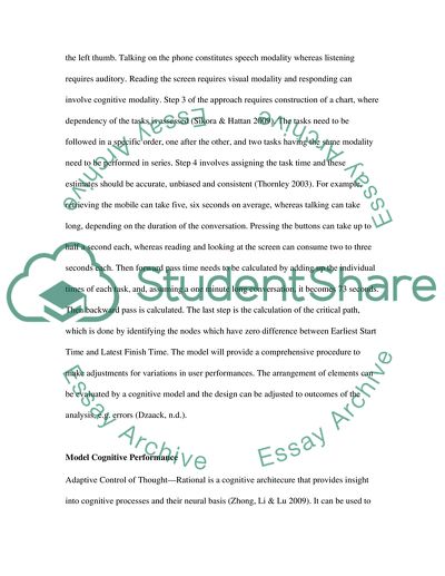 User Models and Models of Human Performance