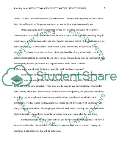 Recruiting and Selecting the Right People