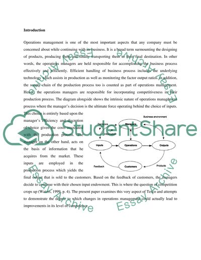 Operations Management of Tesco Company