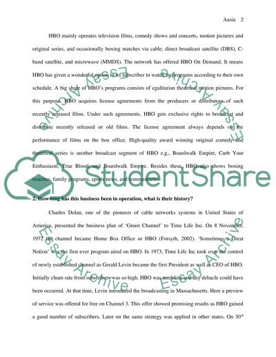 Company profile for the media company HBO (Home Box Office)