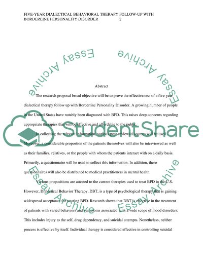 Five Year Dialectical Behavioral Therapy Follow Up With Borderline Personality Disorder
