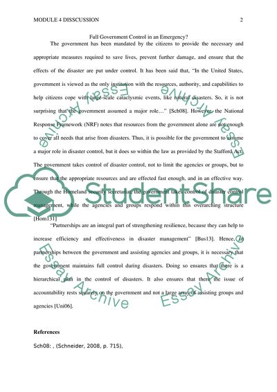 Full Government Control in an Emergency