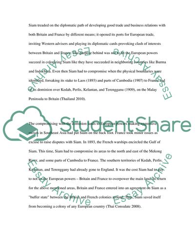 The Kingdom of Siam and Its Buffer State Status between British Burma and French Indochina