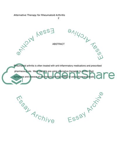 Alternative Therapy for Rheumatoid Arthritis