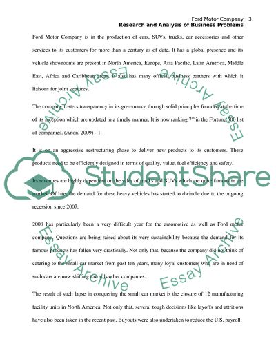 Business Problems - Ford Motor Company