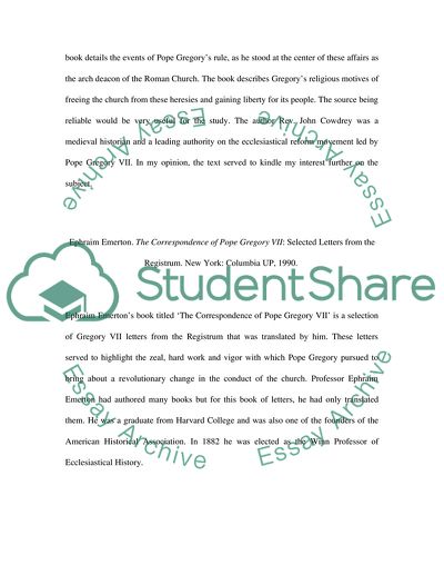 Analysis of Literature about Pope Gregory VII