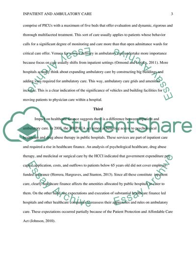 Comparison of Inpatient and Ambulatory Care