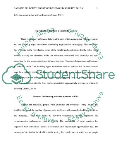 Banning Selective Abortion based on Disability in USA