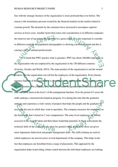 The Role of Human Resource as a Strategic Business Partner in PWC