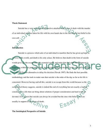 The Sociological Perspective of Suicide
