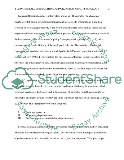 Fundamentals of Industrial and Organizational Psychology