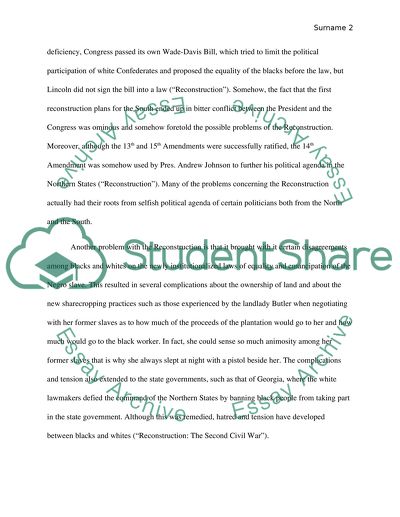 Reconstruction of the Union following the Civil War