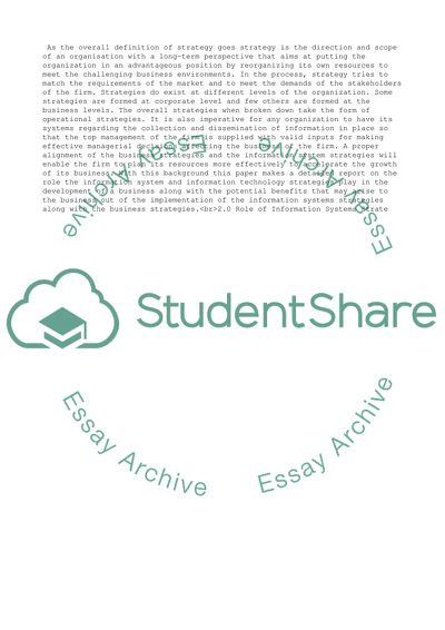 Information System and Information Technology Strategy