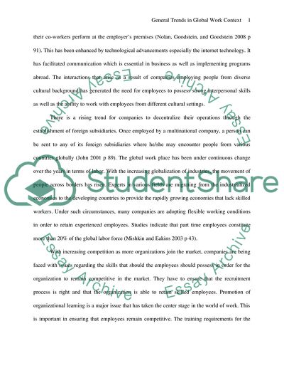 General Trends in Global Work Context