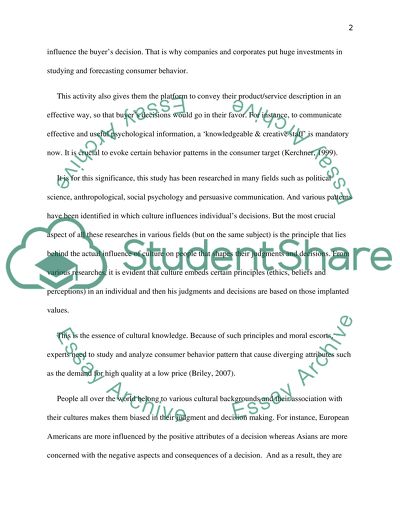 Does an Individuals Own Culture Affect the Decision-making