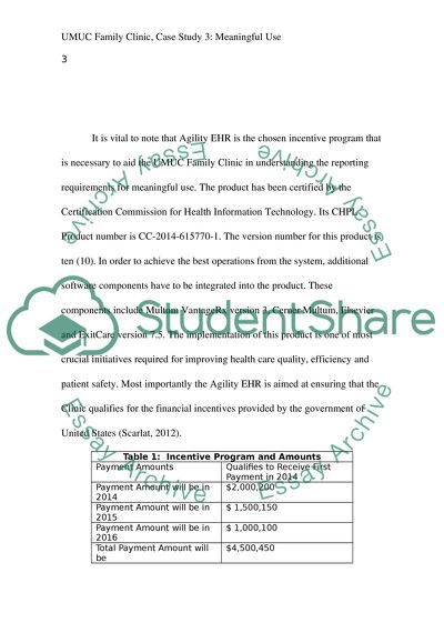 UMUC Family Clinic: Meaningful Use