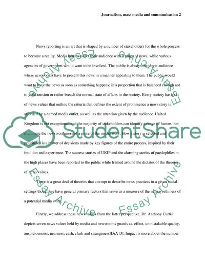 News Reporting in the UK as Inspired by News Values