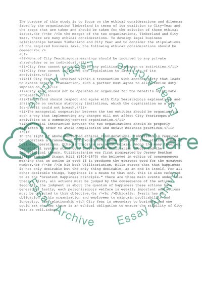 Business Ethics in the Case of Timberland-City Year