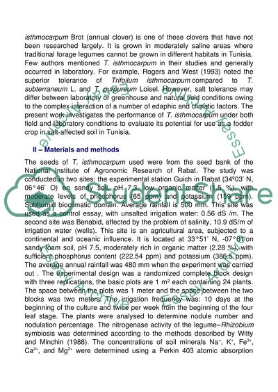Trifolium Isthmocarpum Brot: Bio Saline Agriculture for Forage and Livestock Production