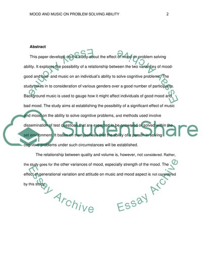 Examining the Effect of Mood and Music on Problem Solving Ability