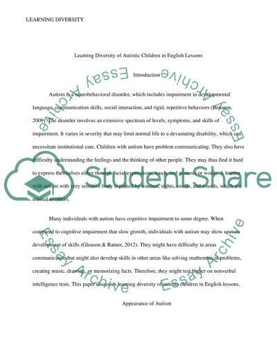 Learning Diversity of Autistic Children in English Lessons