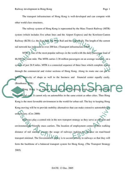 Railway Development in Hong Kong