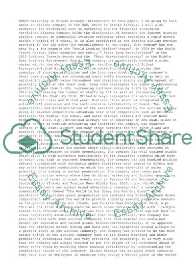 Marketing in Etihad Airways