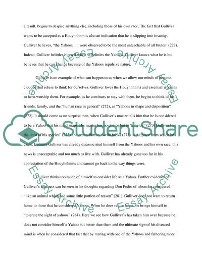 The growth of Gullivers madness in Part IV of Gullivers Travels