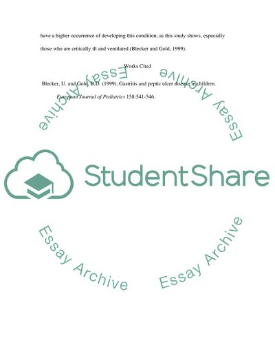 Gastritis and Peptic Ulcer Disease in Children by U.Blecker and B.D.Gold