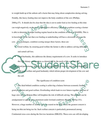 Condition Scoring and Its Use and Importance in Autumn and Spring Calving Suckler Cows