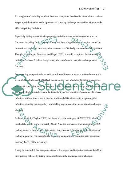 Marketing Planning and Strategy (Global Exchange Rate Effects)1