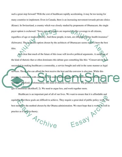 Examine the consequences of the establishment of a system of universal health care