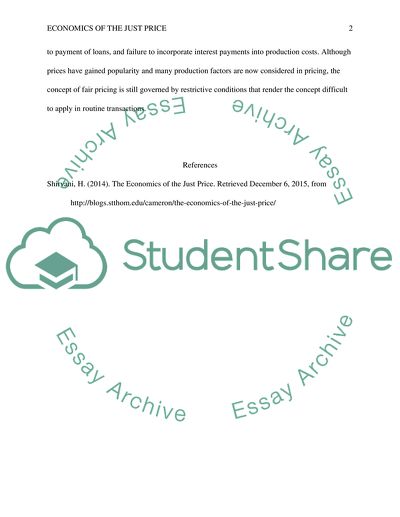 The Economics of the Just Price