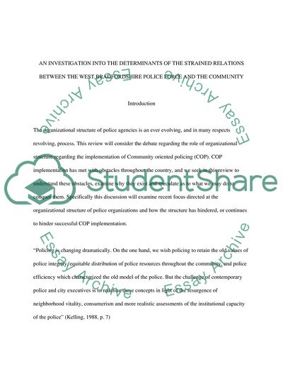 The Relations between the Metropolitan Police Force and the Ethnic Communities