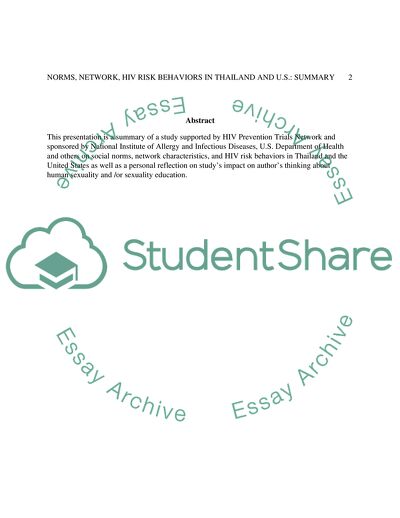 Norms, Network, HIV Risk Behaviors in Thailand and U.S