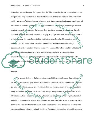 Beginning or End of Unions