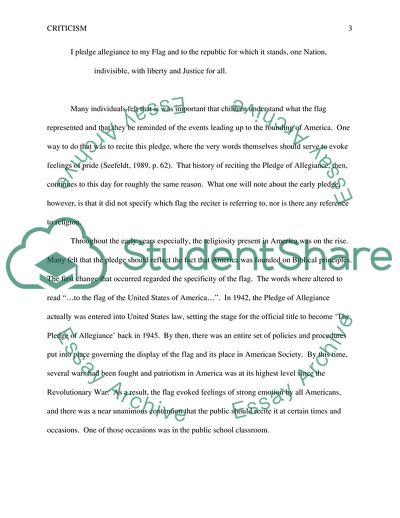 The Criticism of the Pledge of Allegiance in Public Schools